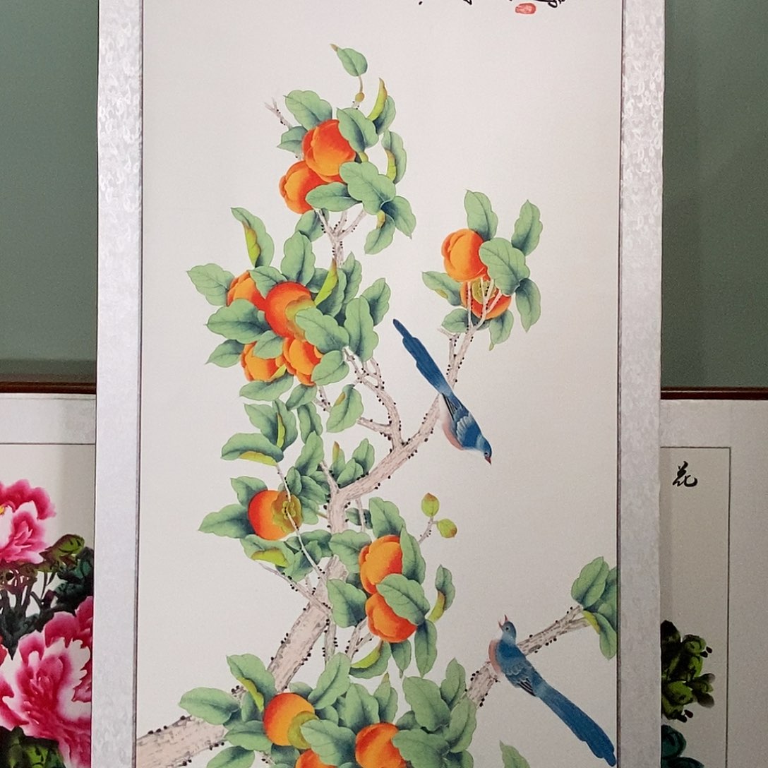 国画带框尺寸82✖️162厘米手绘