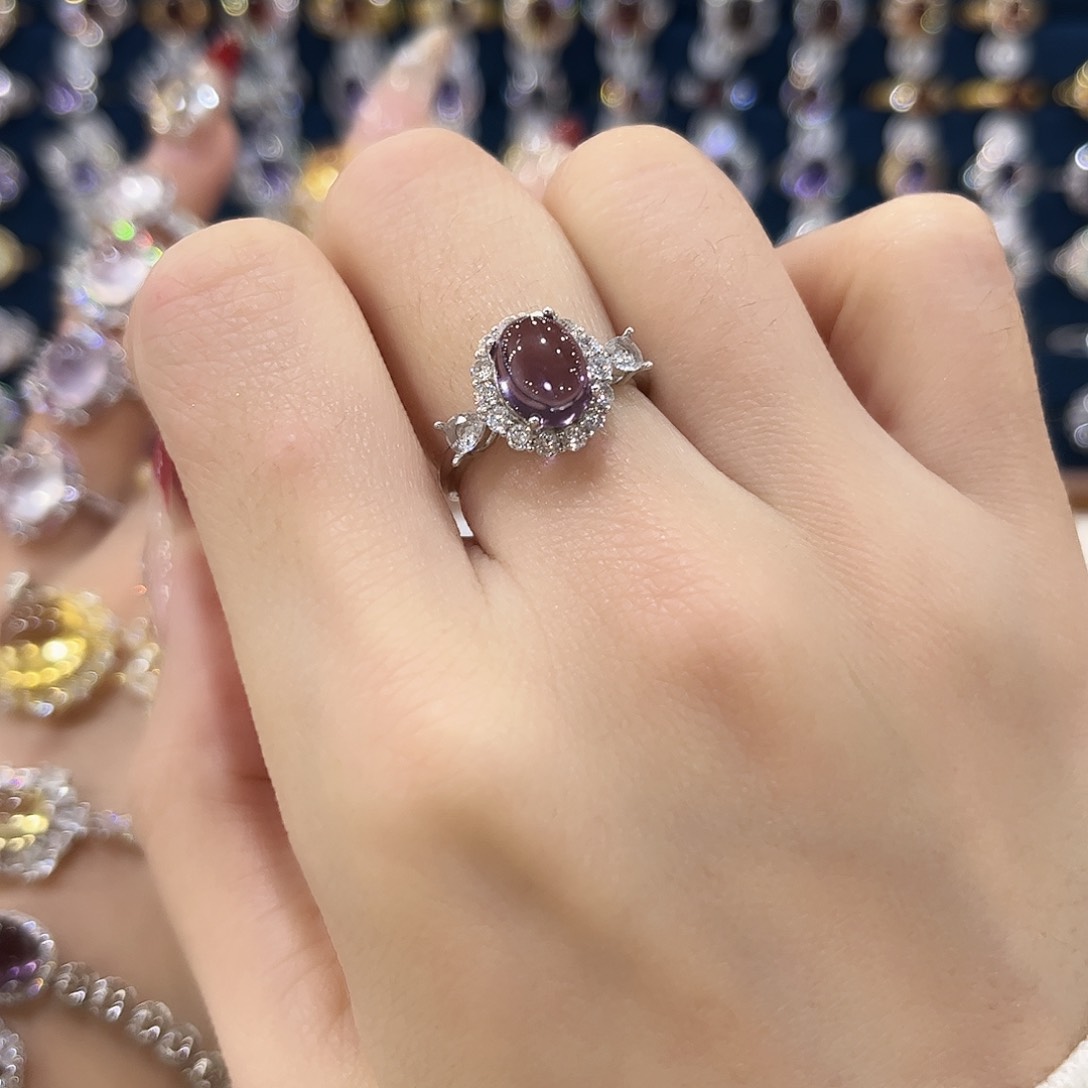 紫晶女款银S925镶嵌戒指