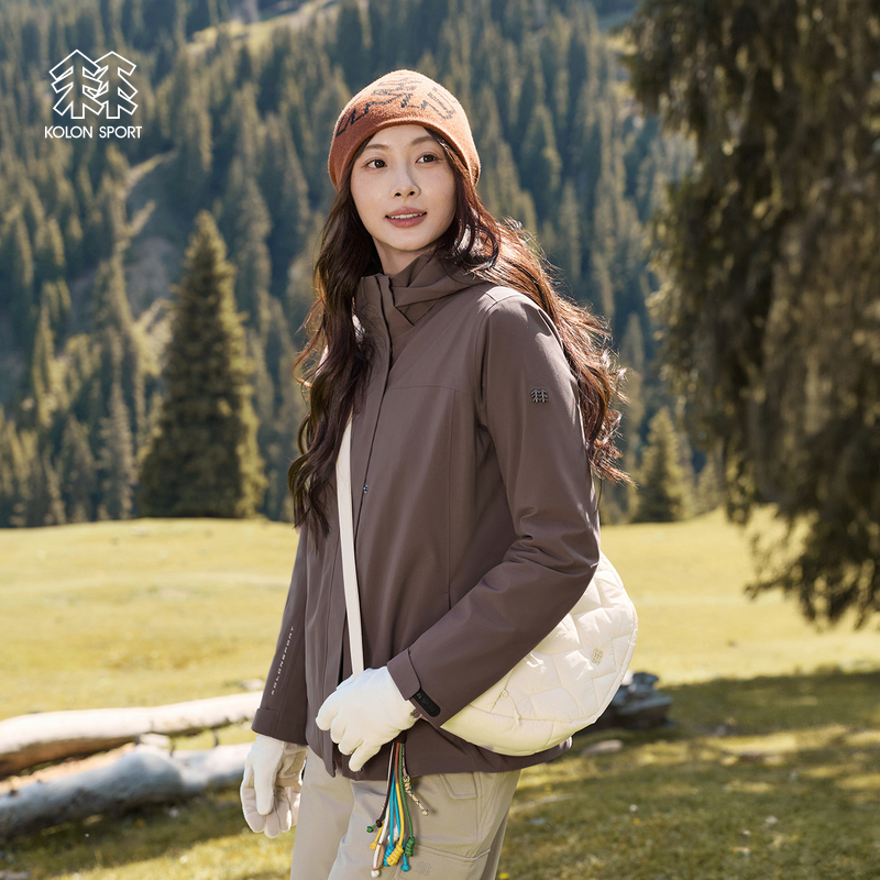 KOLON SPORT可隆冲锋衣2级Polartec女士连帽多口袋抓绒三合一