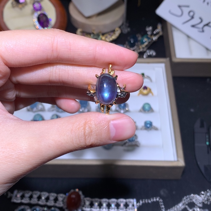 颈饰托帕石银S925镶嵌王**?戒指