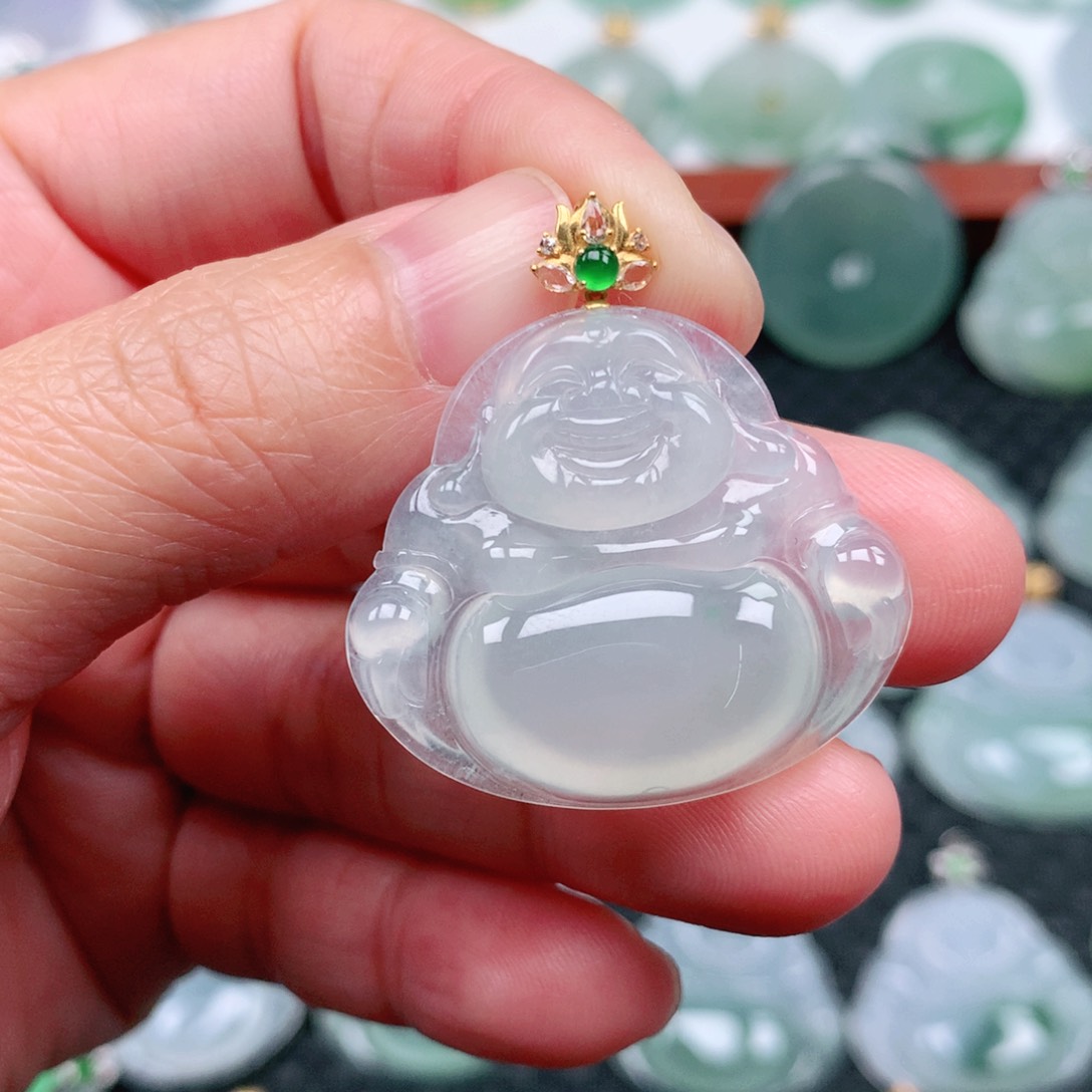 翡翠吊坠(不含链)18K金镶嵌