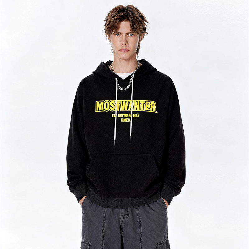 25年秋冬高品质百搭爆款纯棉连帽卫衣美式高街潮牌男