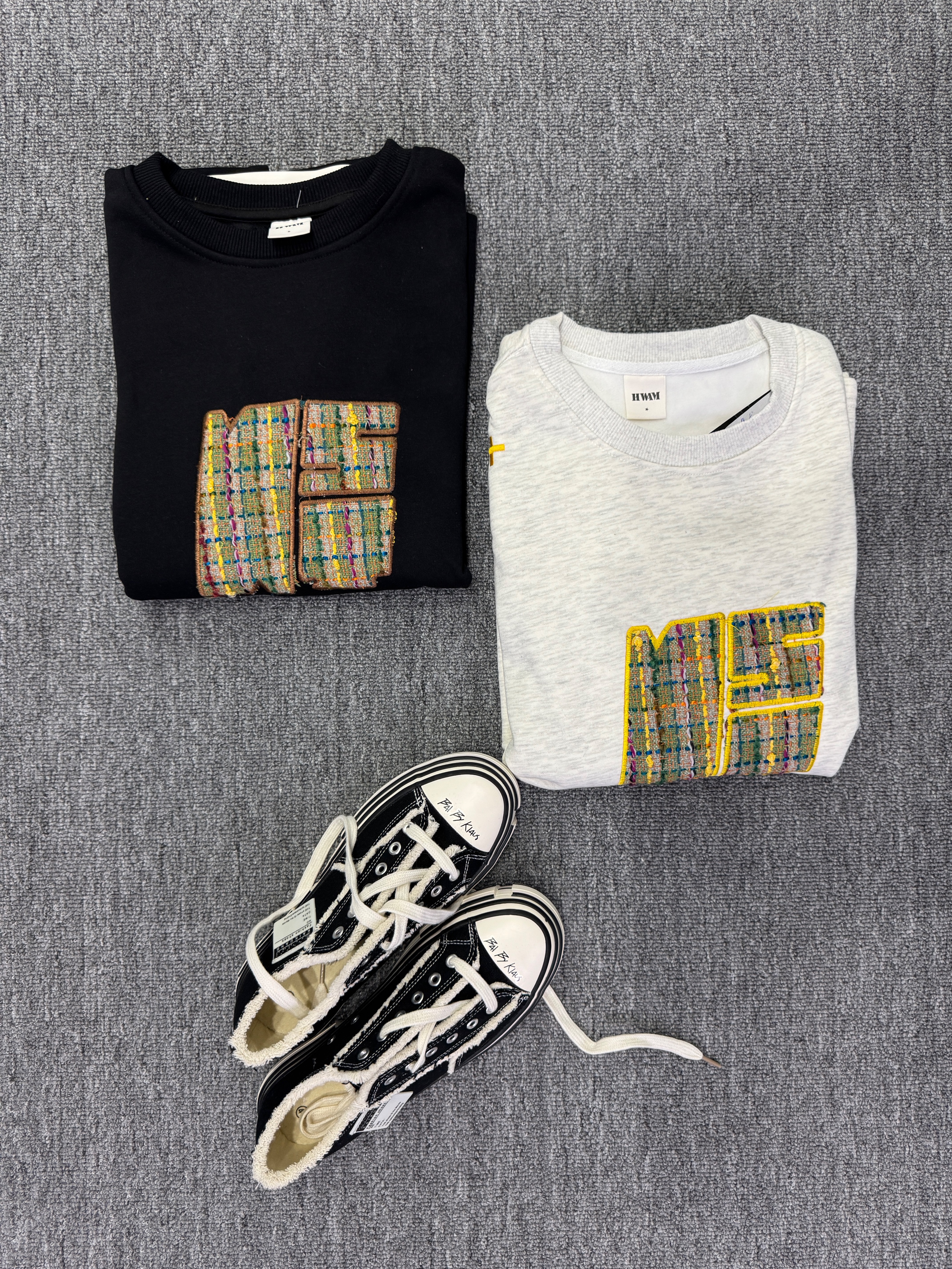 美式复古重磅圆领卫衣男春秋季宽松慵懒风无帽潮牌刺绣长袖打底衫