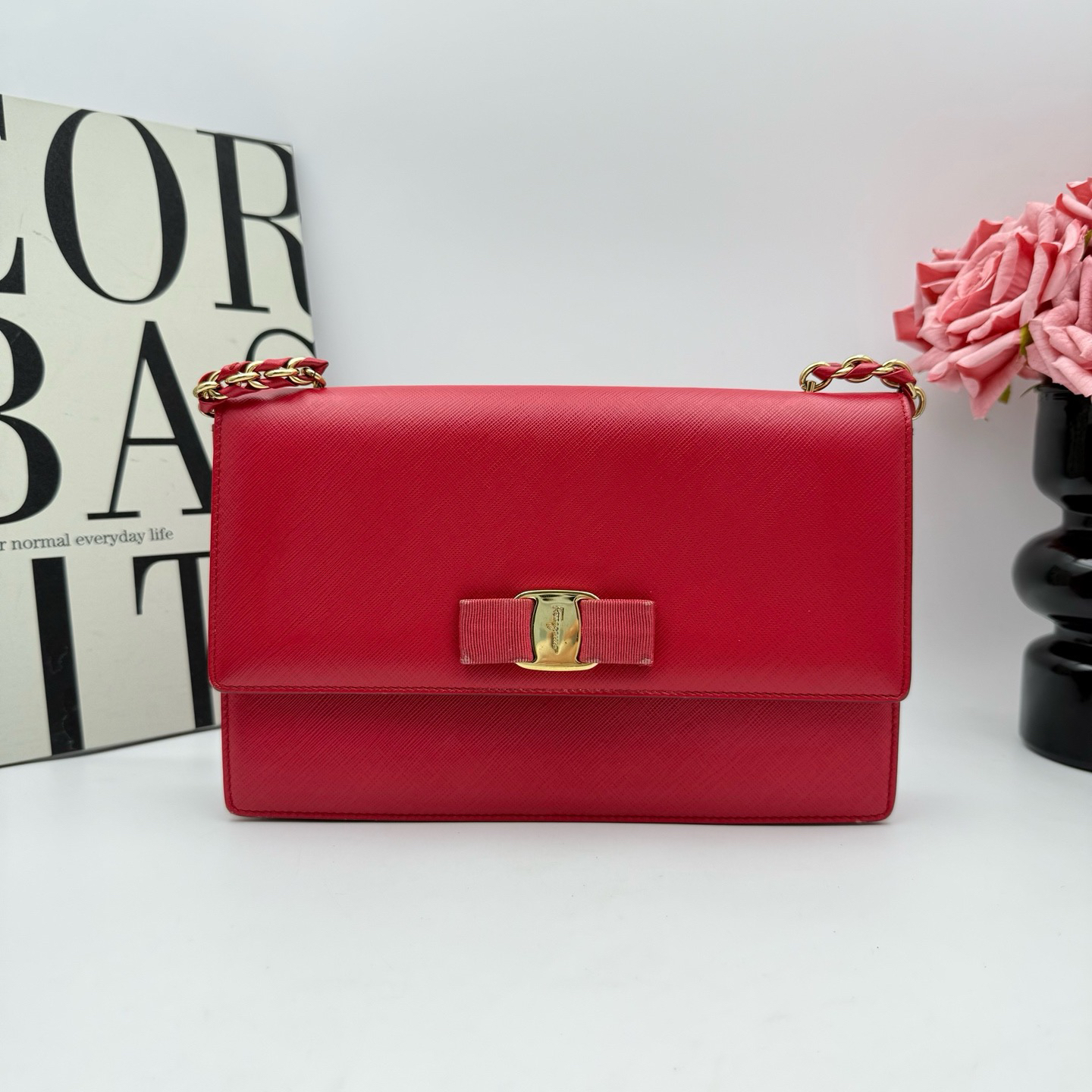 95新 FERRAGAMO/菲拉格慕 菲拉格慕 xy 6104 红色链条包