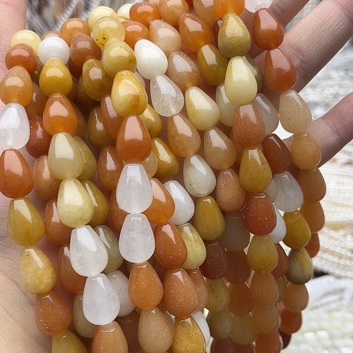 未镶嵌玛瑙/玉髓珠宝半成品一条10/13mm左右金丝玉水滴