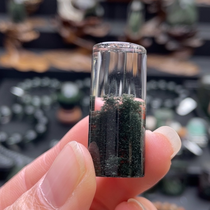 水晶颈饰未镶嵌绿幽灵聚宝盆吊坠