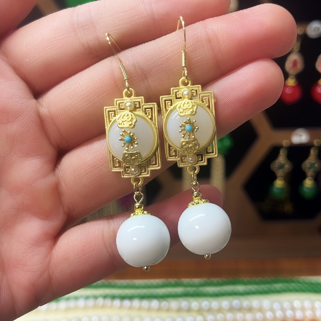 锆石纯铜925银耳饰