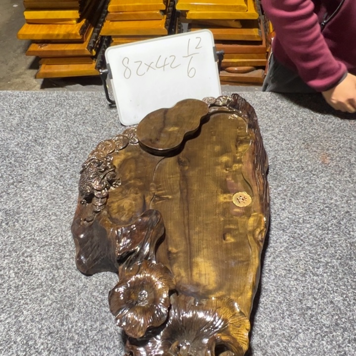 鹤***影楠木实木家具根雕茶盘