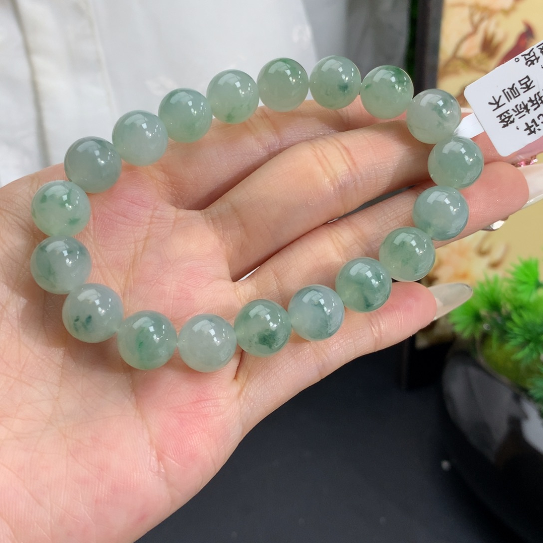 未镶嵌翡翠手链卡10冰胶晴飘花手串