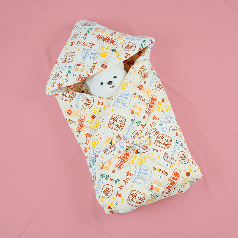 手工棉花包被300克厚100cm厚款裹被两用可选连帽