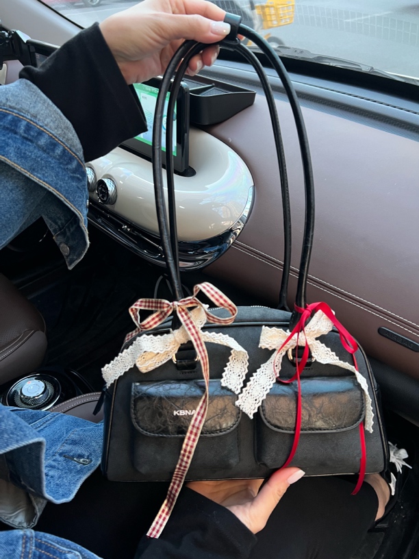 允真同款  蕾丝长柄保龄球包手拎包休闲时尚