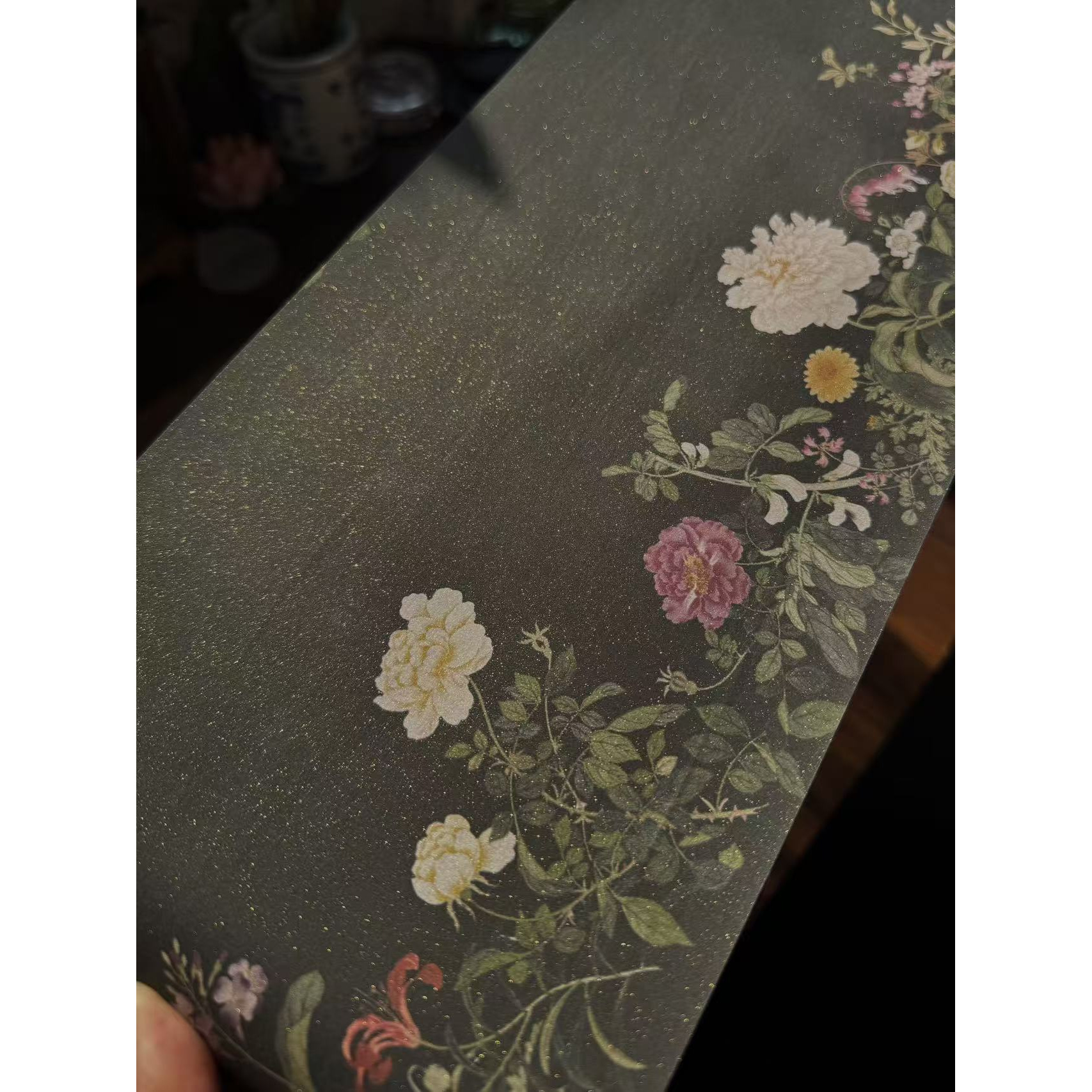 静德斋【云母黑金蜡染百花图长卷】加厚微喷蜡染小楷行草书宣纸