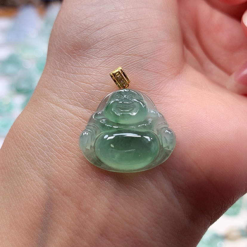 【闪购商品】翡翠18K金镶嵌吊坠(赠链)