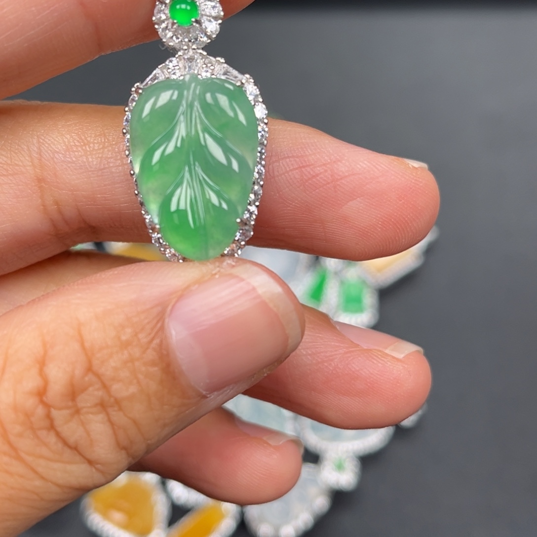 翡翠银S925镶嵌吊坠(不含链)