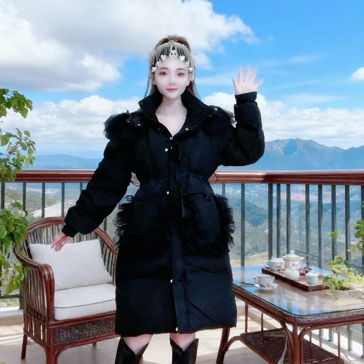 【面条仙仙】3742#冬季新款收腰显瘦保暖雨绒洋气外套