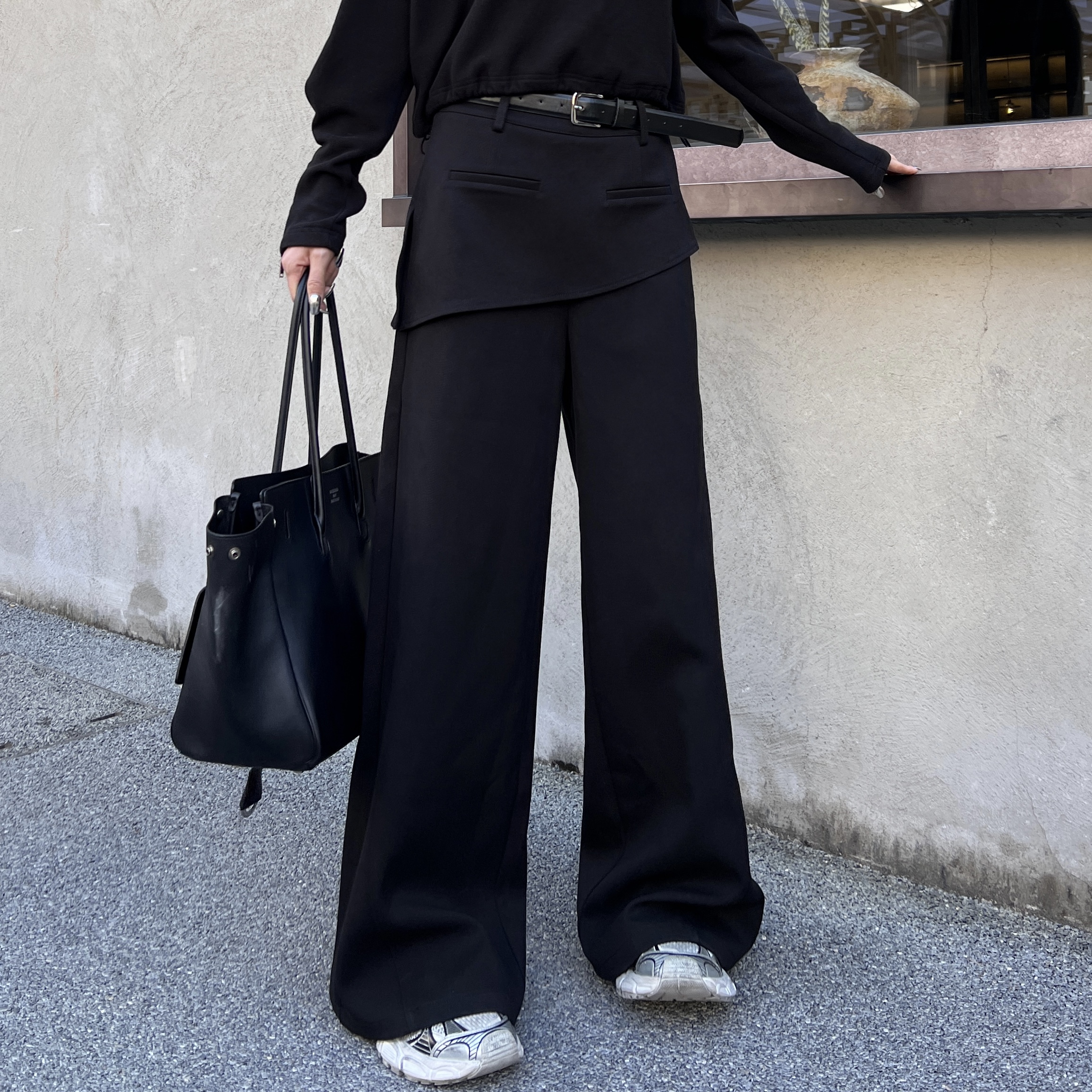 CZ【百搭神裤】冬季时髦感设计显瘦百搭休闲阔腿直筒裤女