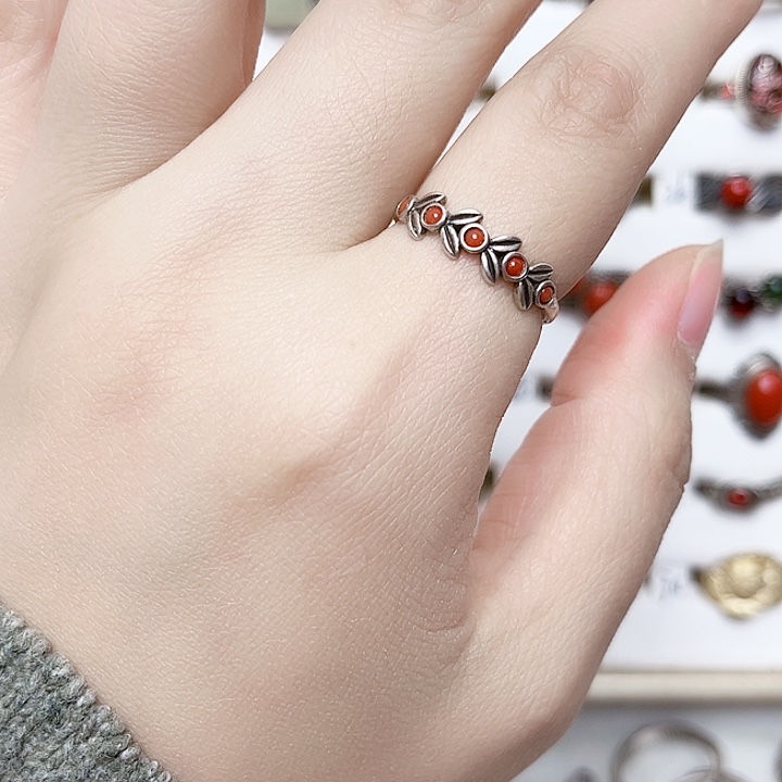 玛瑙/玉髓银S925镶嵌戒指