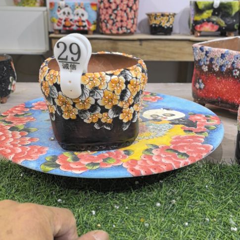 红泥花盆景德镇陶瓷