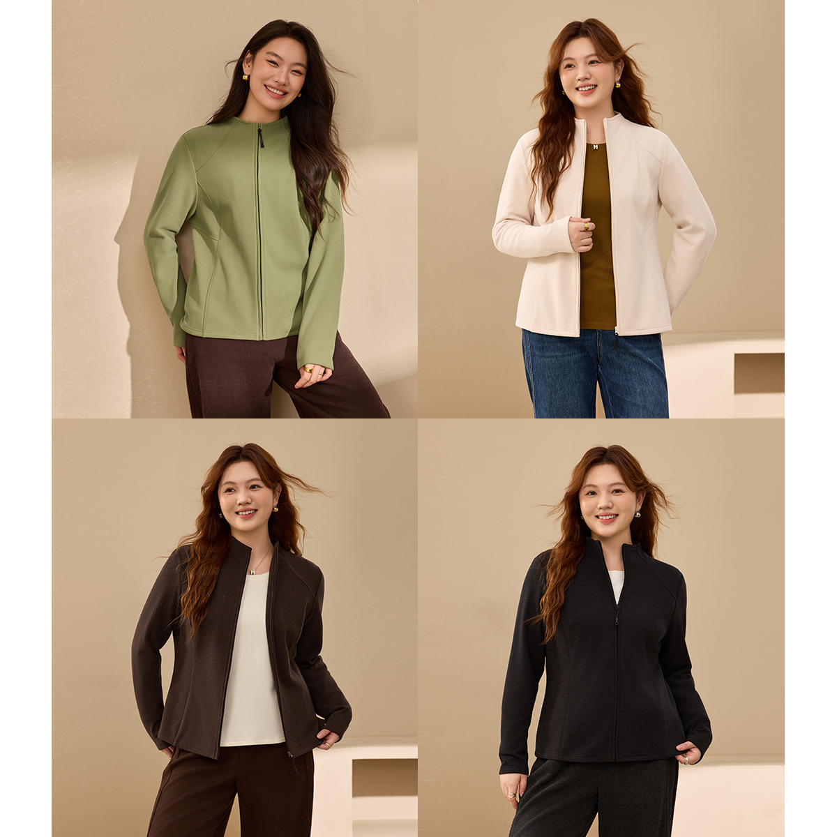 【舒适柔软抓毛外套】纤莉秀W大码女装休闲时尚气质简约百搭QK4463商品图