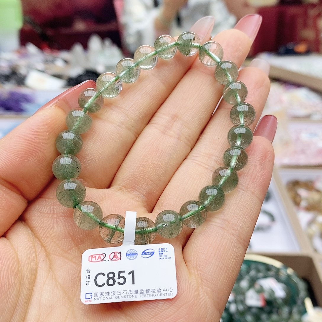 水晶手链未镶嵌C851千层透体无红皮8m