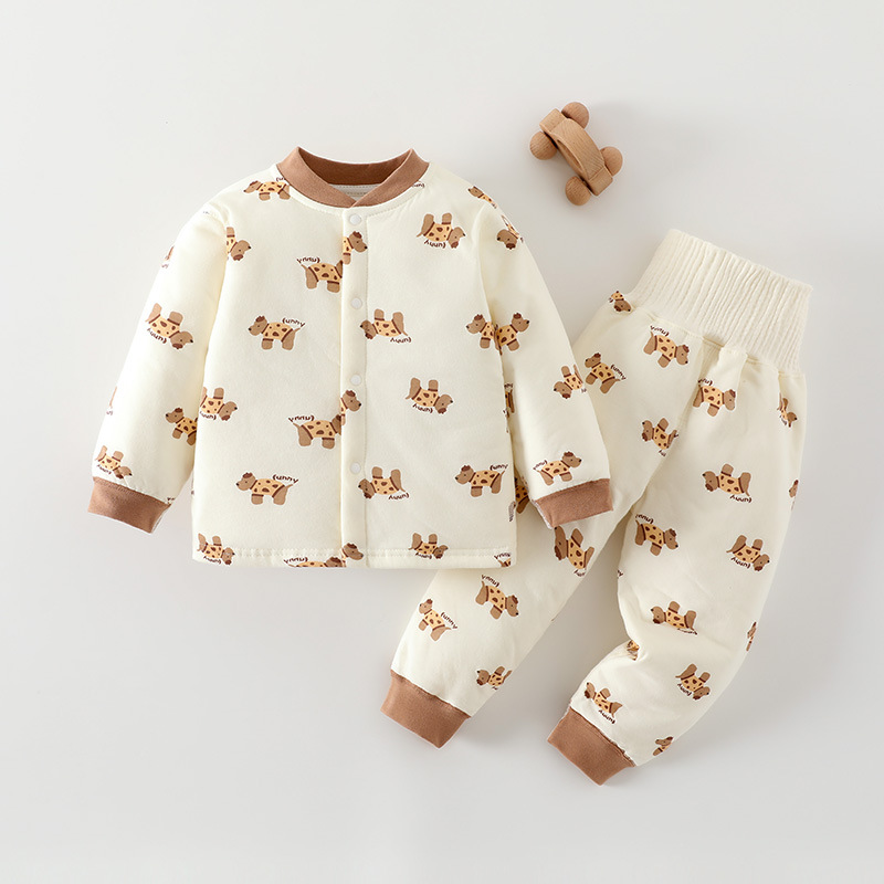 宝宝套装秋冬夹棉保暖衣服婴儿纯棉居家内衣儿童秋衣秋裤薄棉秋冬