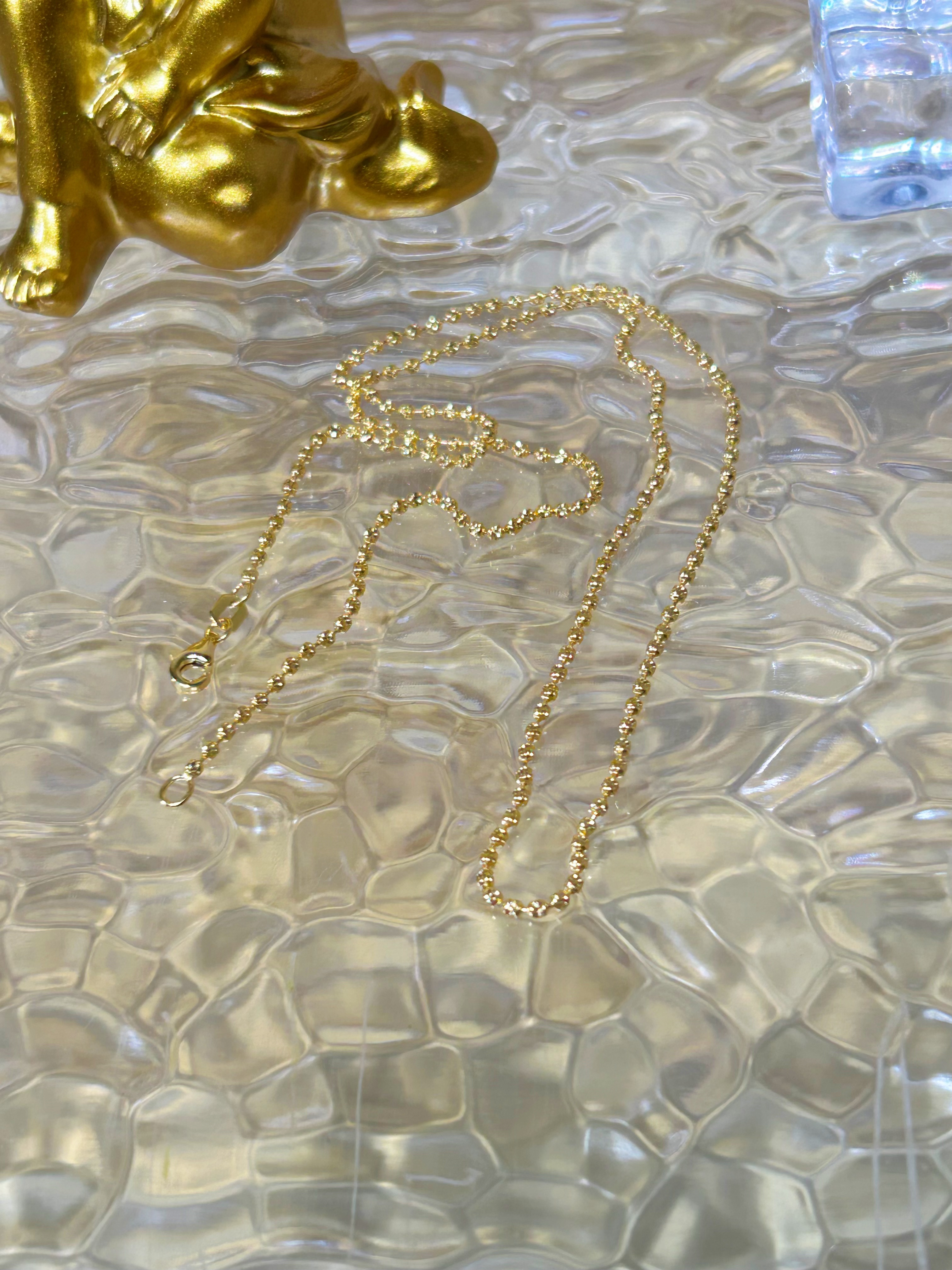 足金999  钻石小米珠项链   5G工艺