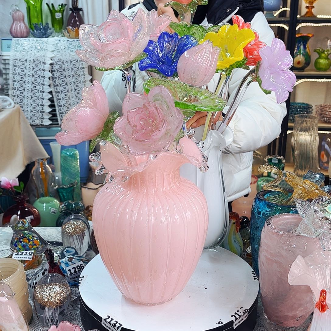 用***1琉璃花瓶摆件家悦5花一瓶夜光