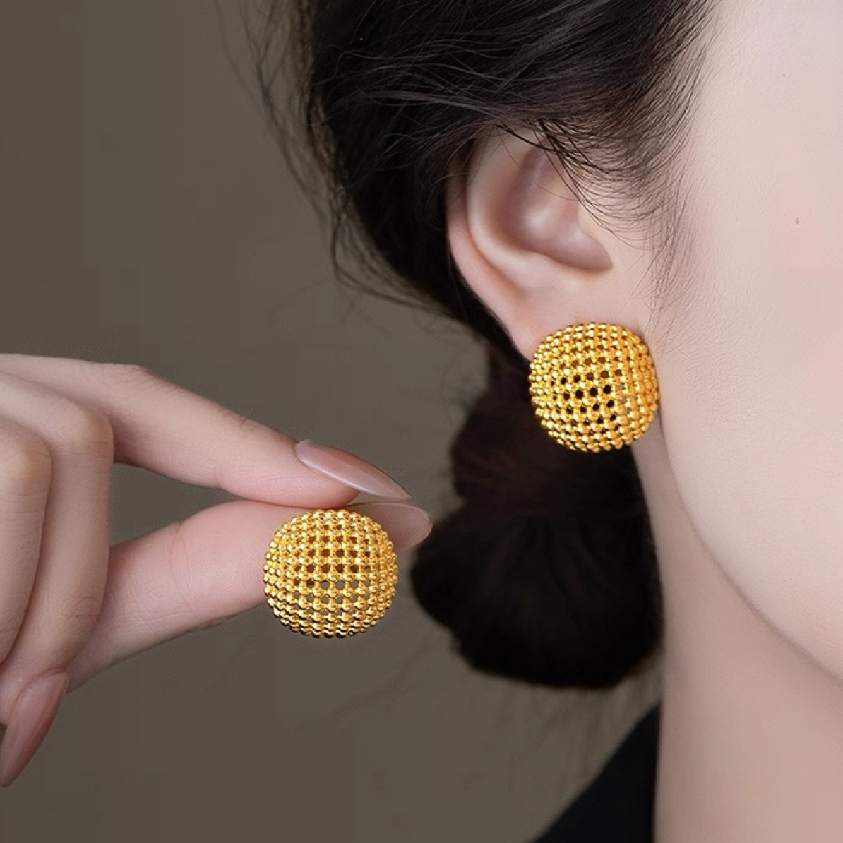 铜合金耳饰 金色镂空气质轻奢百搭时尚复古编织耳饰C05