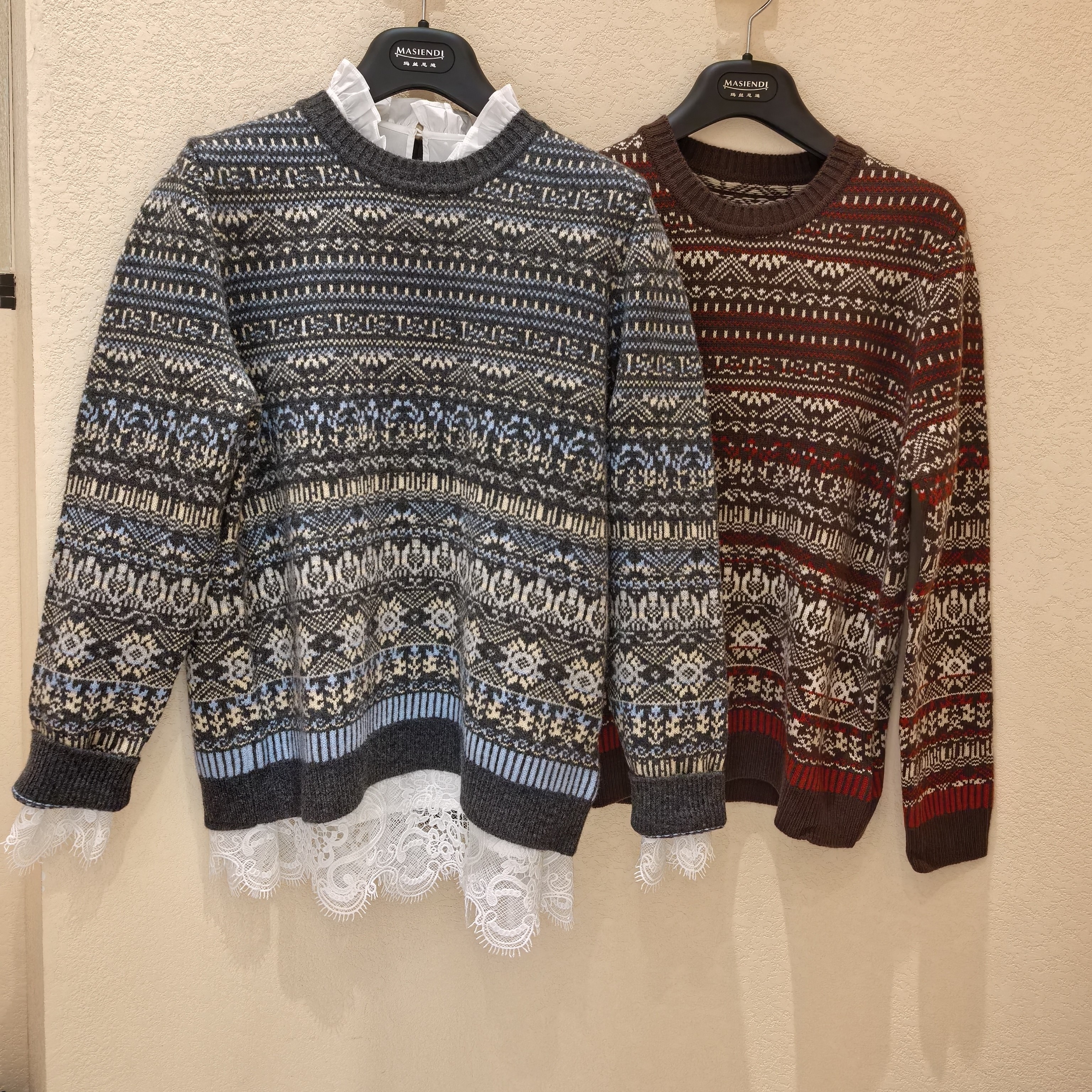 玛丝恩迪秋冬绵羊毛百搭套头针织衫