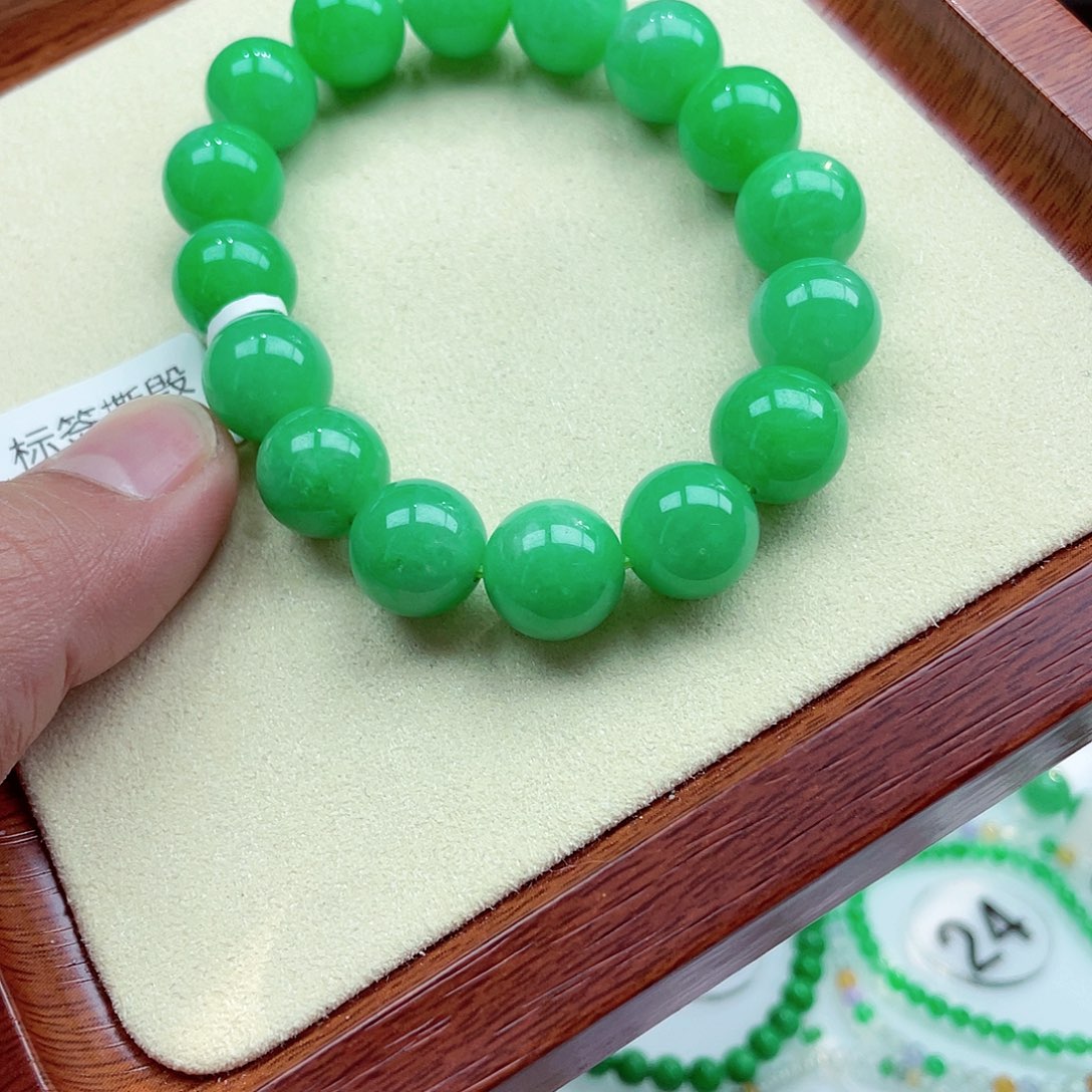 翡翠手链未镶嵌自**然缅甸翡翠A货