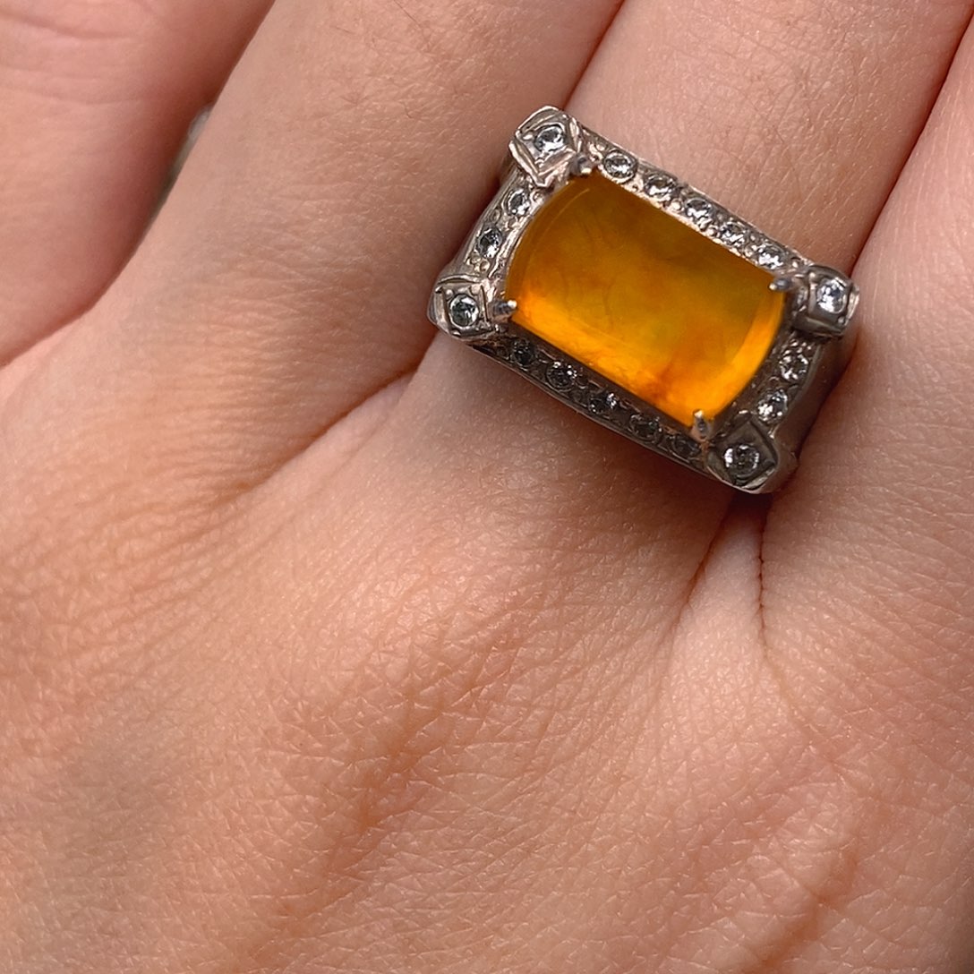 翡翠戒指未镶嵌冰黄翡马鞍