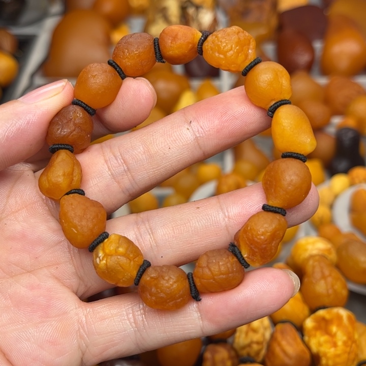 琥珀未镶嵌裸石天然蜜蜡手串