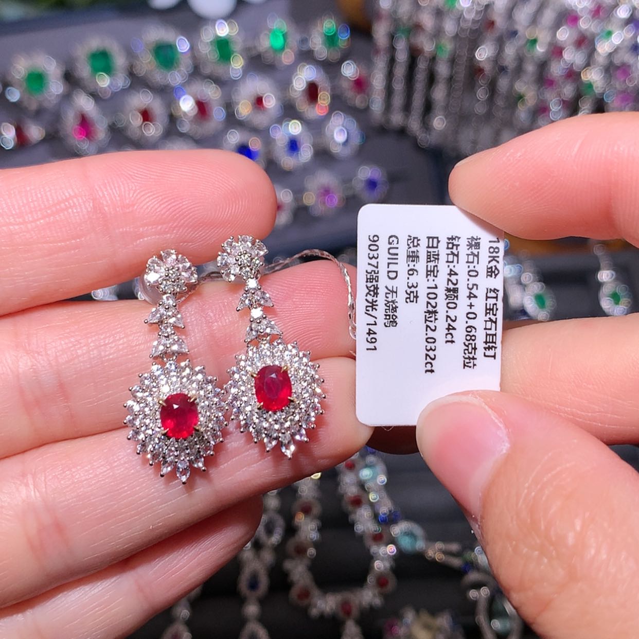 【闪购商品】红宝石耳钉18K金镶嵌