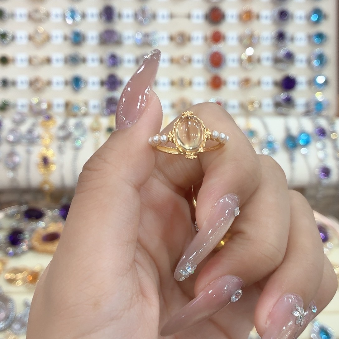 卡***1戒指黄晶银S925镶嵌