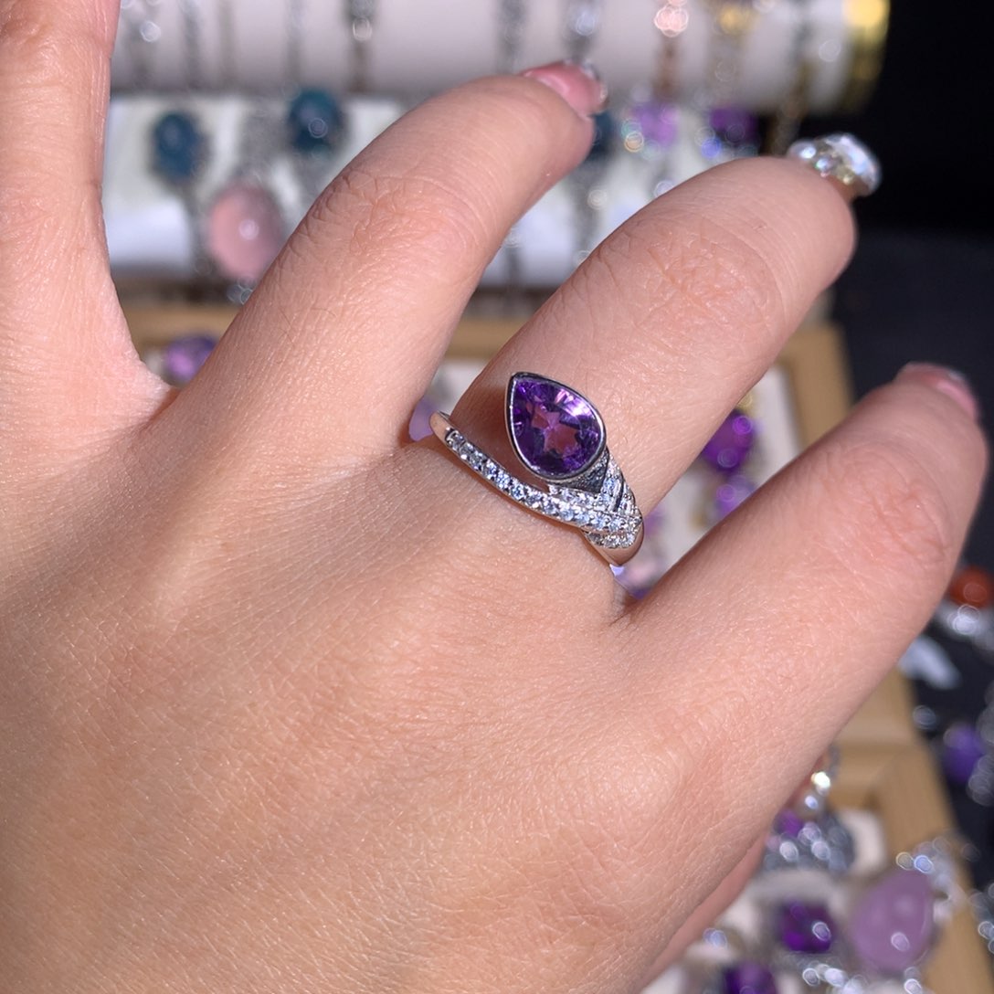 【闪购商品】水晶戒指银S925镶嵌戒指