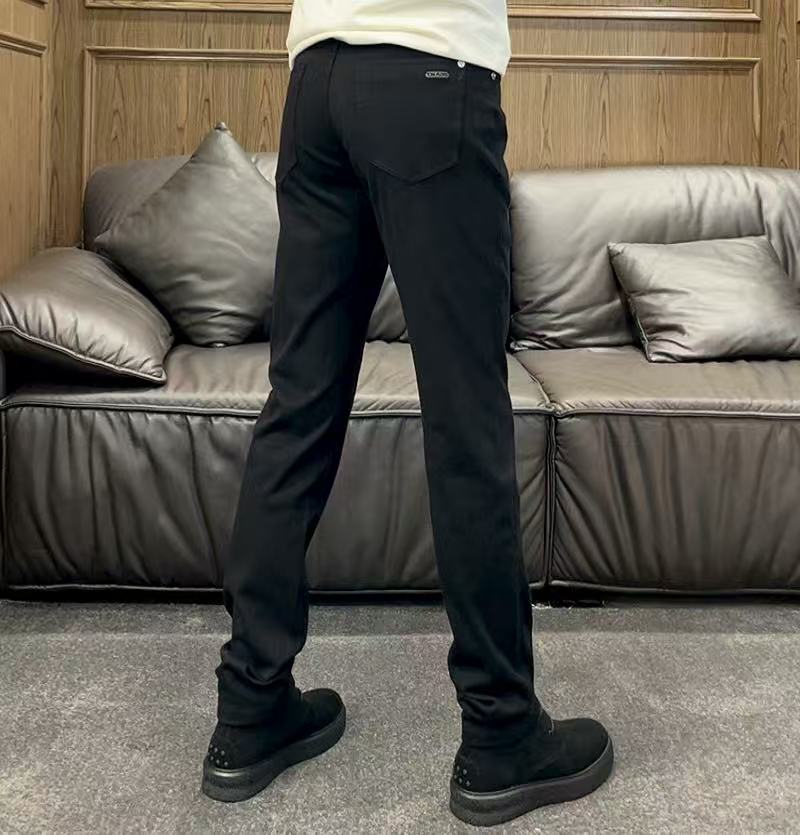 TF25秋冬JG176男士商务休闲简约含羊毛款英伦风直筒黑色牛仔裤
