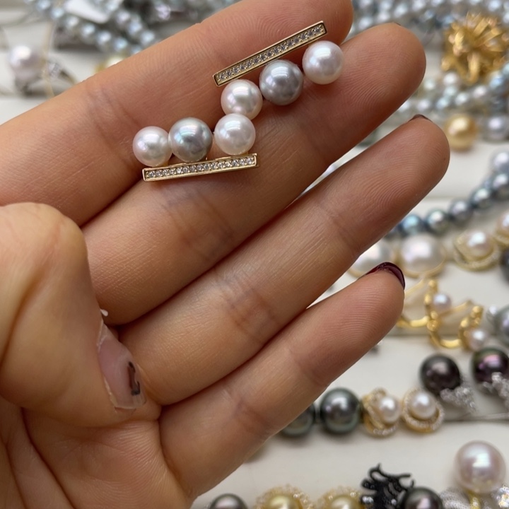 海水珍珠耳饰银S925镶嵌