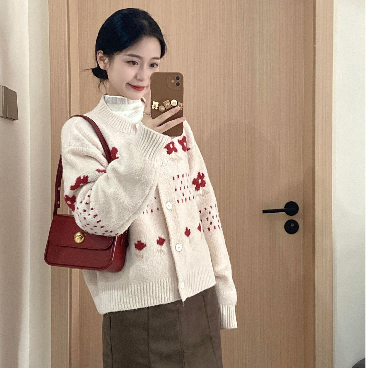 韩系穿搭复古小众提花毛衣外套2025秋冬季新款氛围感软糯针织开衫