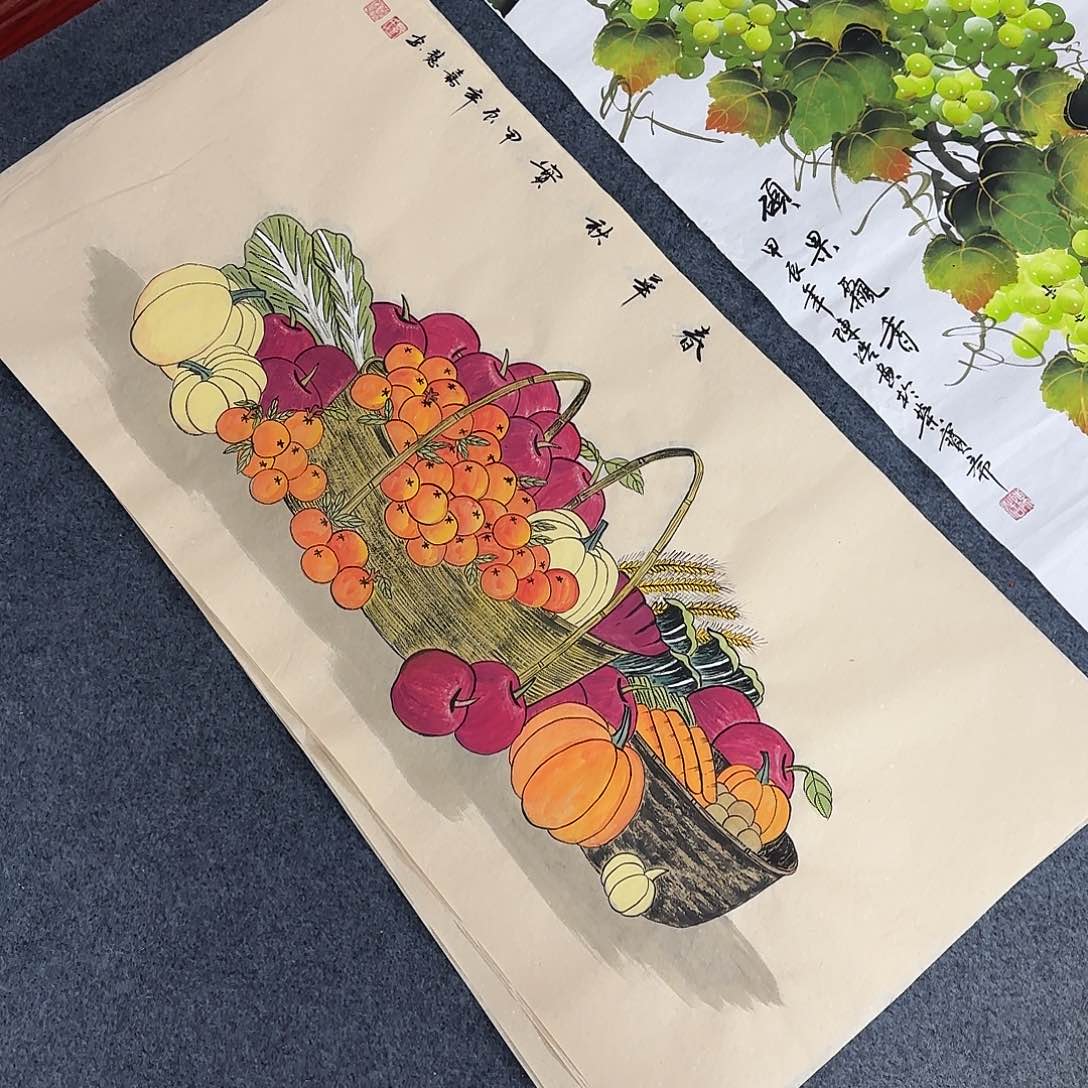 国画尺寸50X100手绘作品 