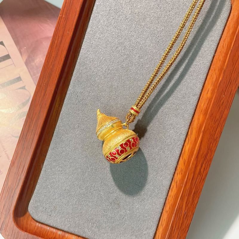 饰千禧 坠链均925银 编织绳饰品项链新中式鎏彩民族风颈饰银拉丝