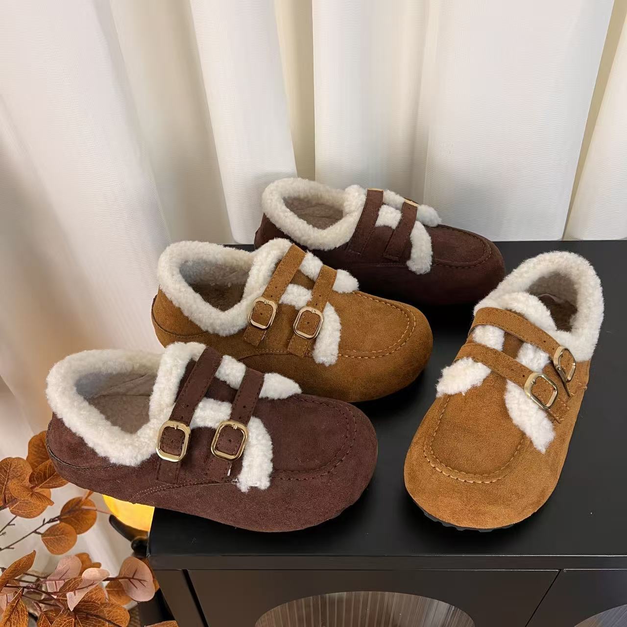 厚底双搭扣勃肯鞋女2025冬季新款时尚百搭爆款舒适加绒棉鞋