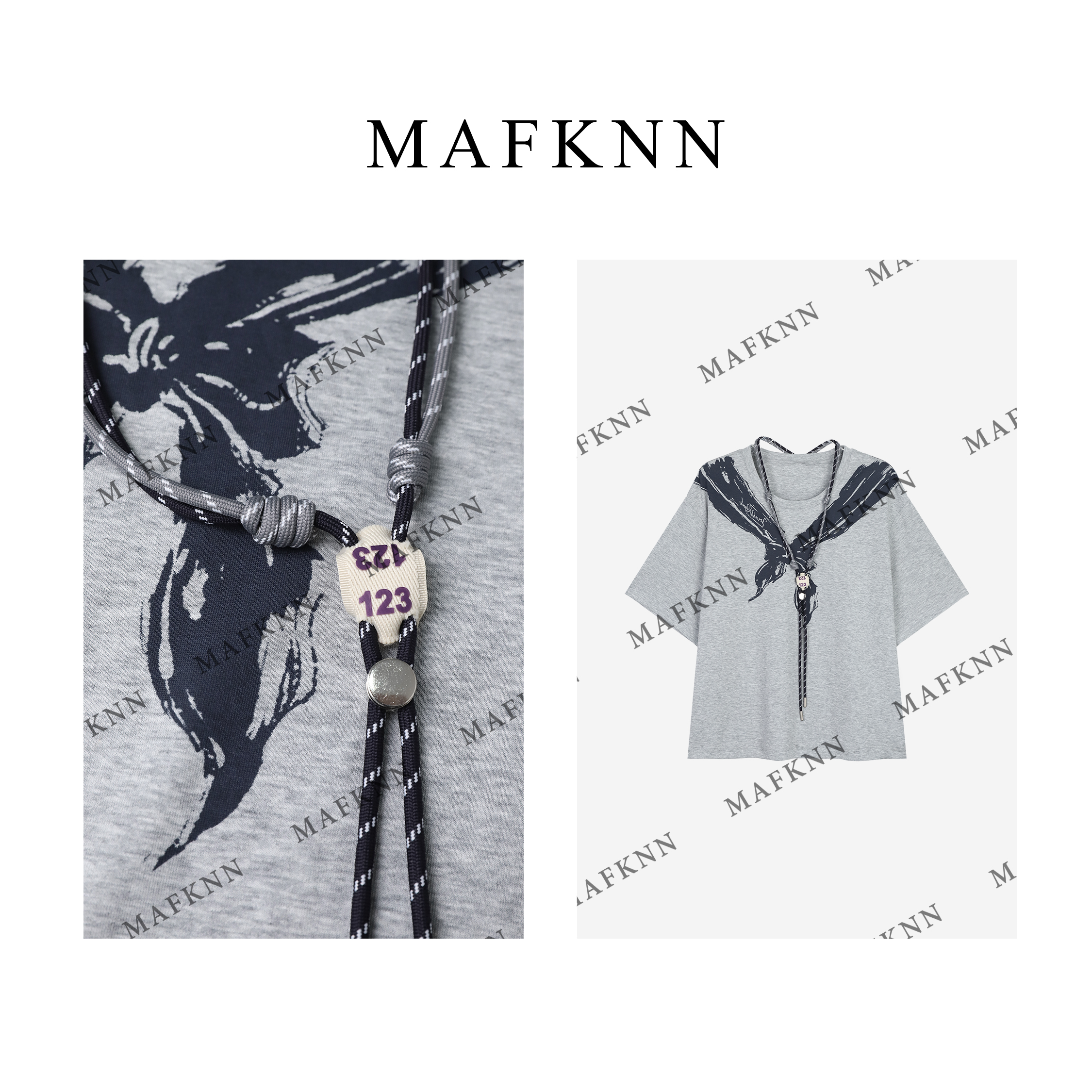 MAFKNN/玛肯时尚休闲简约纯色百搭圆领夏季宽松T恤MK12372