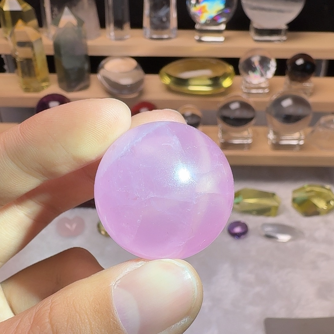 珠宝半成品未镶嵌水晶粉晶六芒星球