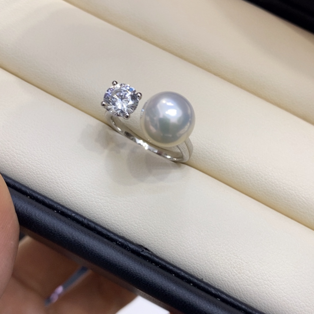 淡水珍珠戒指银S925镶嵌