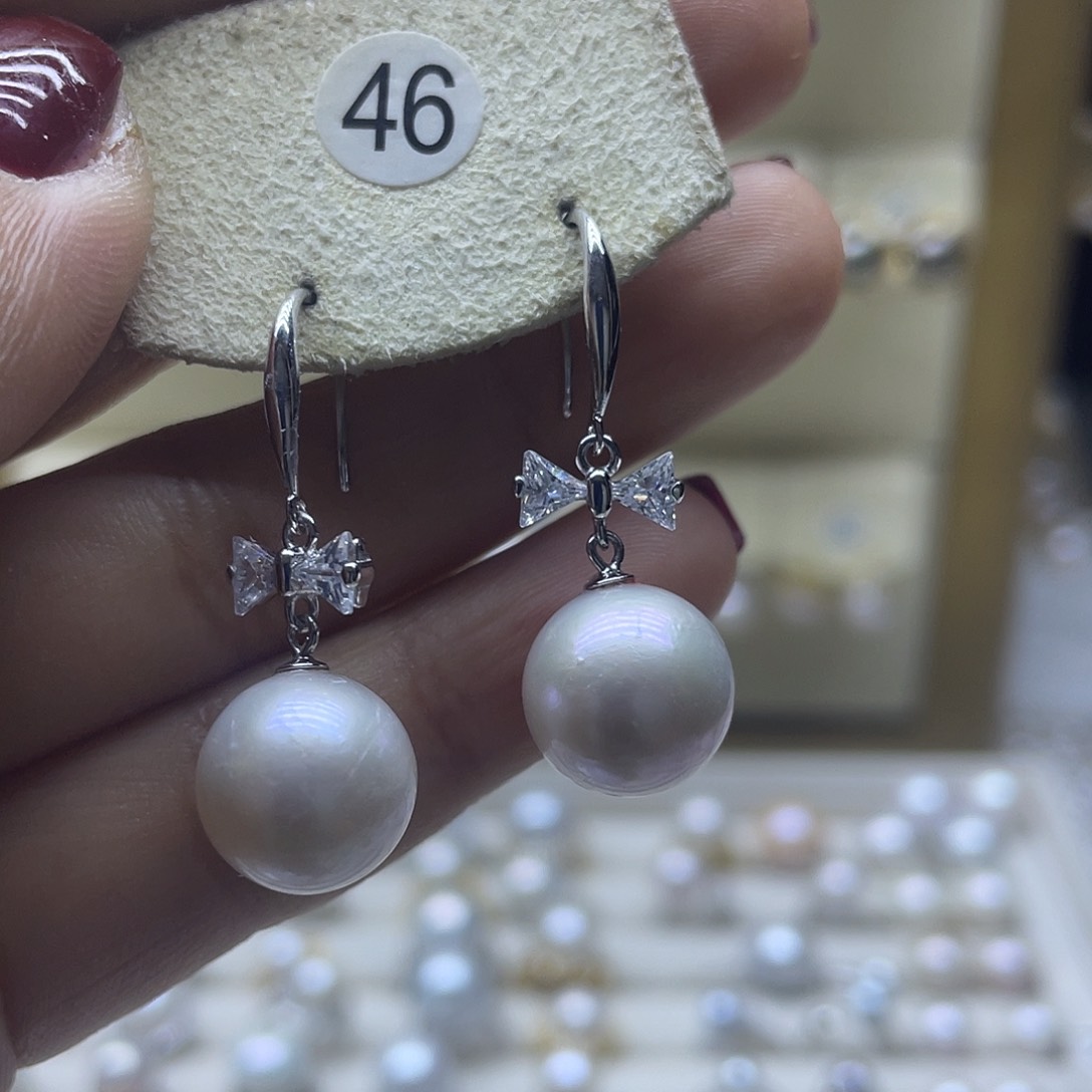 淡水珍珠耳饰银S925镶嵌