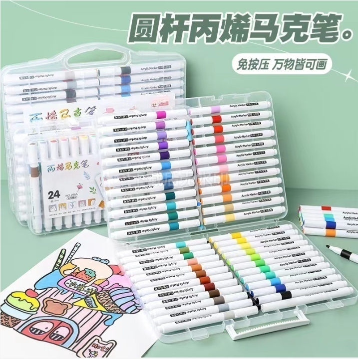 【618/好物秒杀】丙烯马克笔儿童初学者绘画不透色可叠色无毒味按压