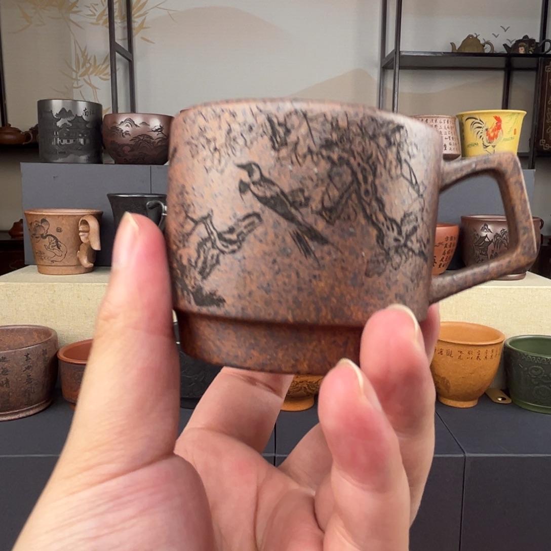 紫砂茶杯全手工紫砂手工杯