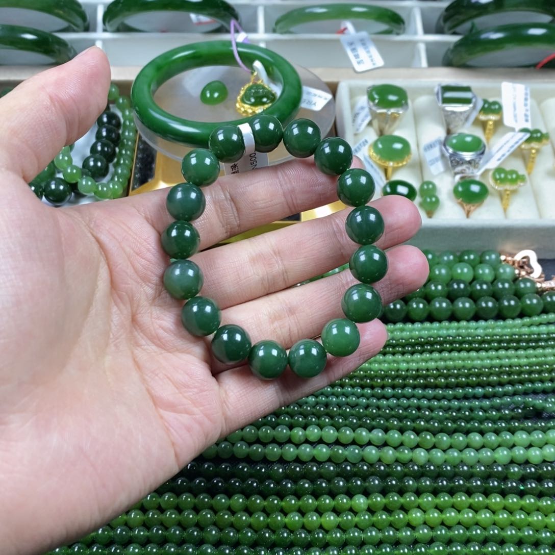 和田玉（碧玉）手串未镶嵌用****9