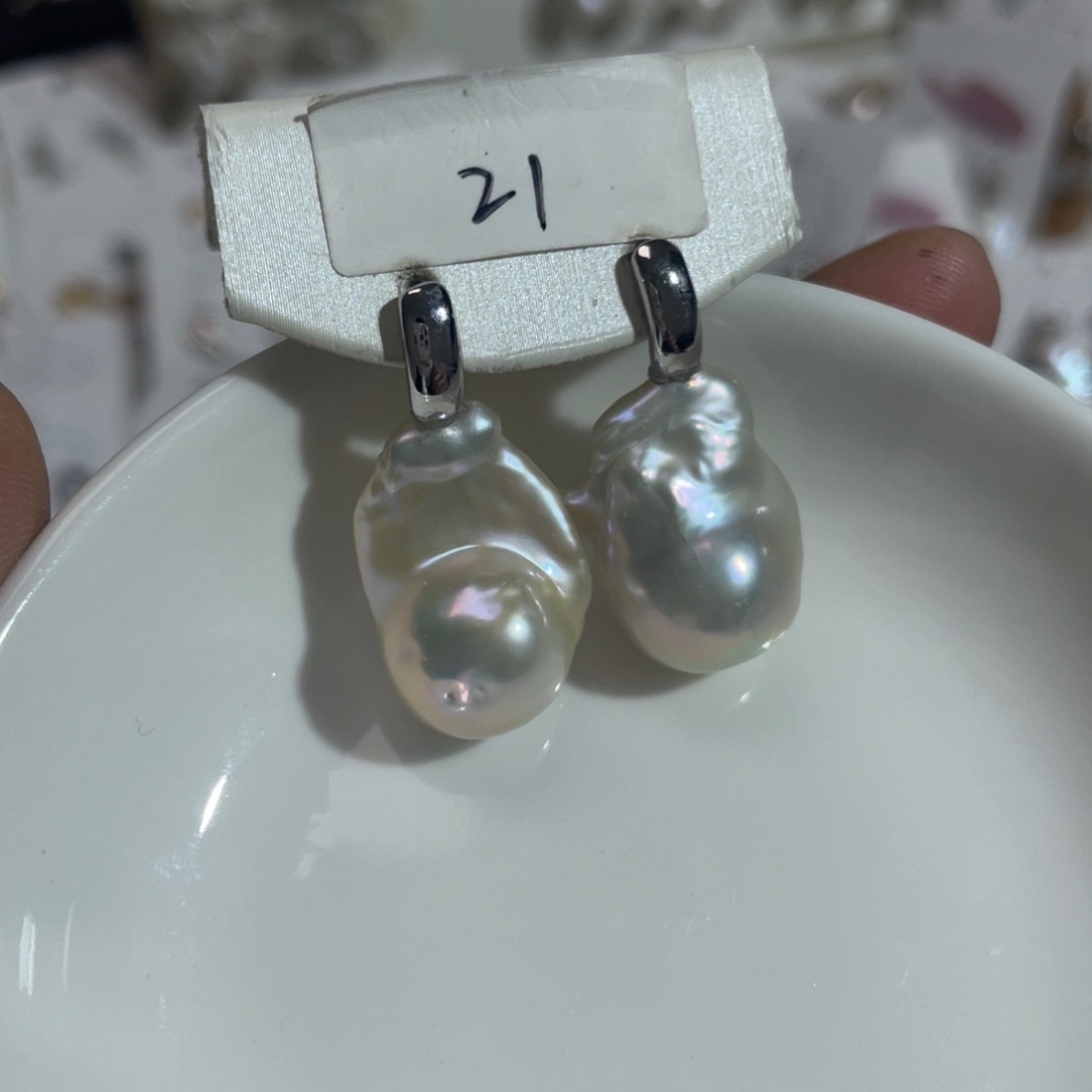 淡水珍珠耳饰银S925镶嵌