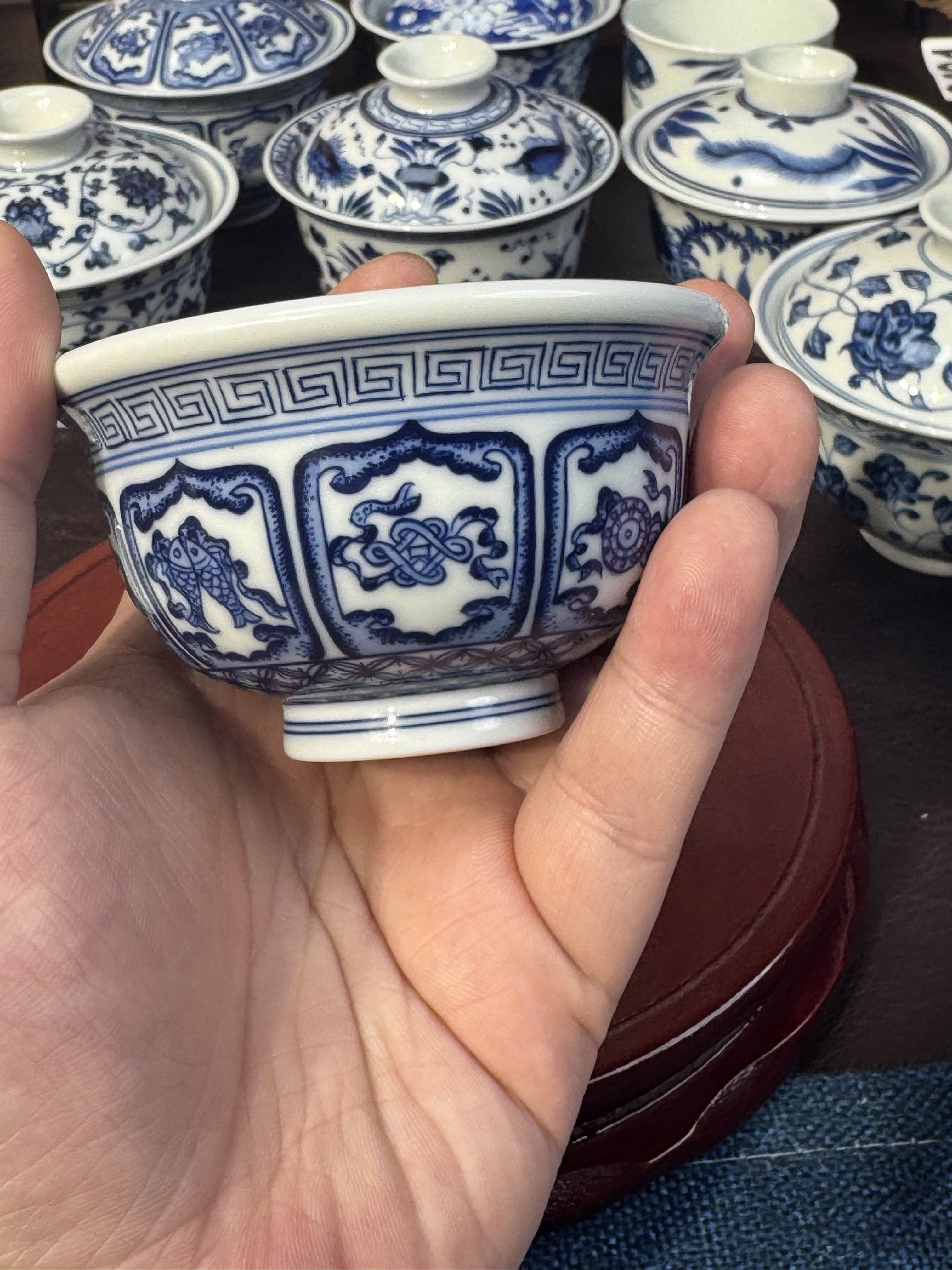 景德镇纯手工手绘点工八宝主人杯精美工艺泡茶佳选功夫茶具